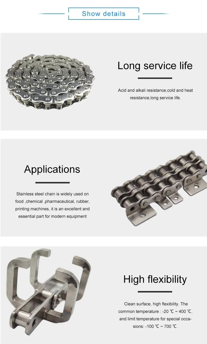 Stainless steel conveyor chains (M series) introduce